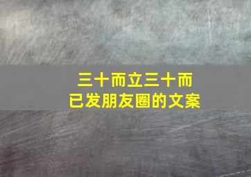 三十而立三十而已发朋友圈的文案