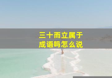 三十而立属于成语吗怎么说