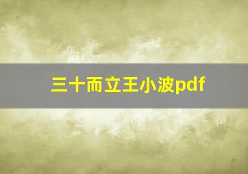 三十而立王小波pdf