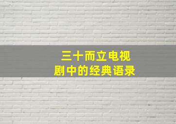 三十而立电视剧中的经典语录