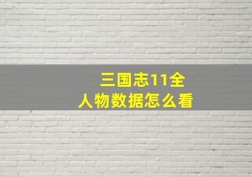 三国志11全人物数据怎么看