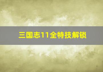 三国志11全特技解锁