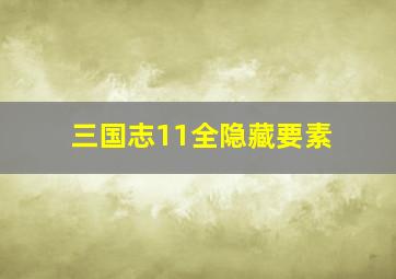 三国志11全隐藏要素