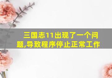 三国志11出现了一个问题,导致程序停止正常工作