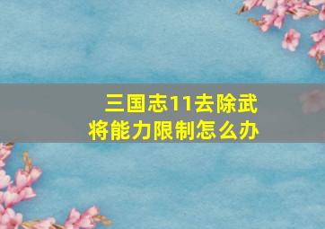 三国志11去除武将能力限制怎么办