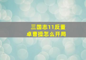 三国志11反董卓曹操怎么开局