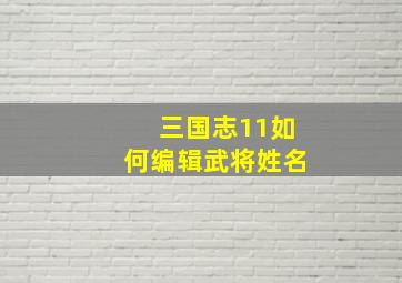 三国志11如何编辑武将姓名