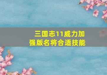 三国志11威力加强版名将合适技能