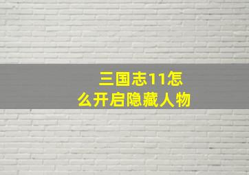 三国志11怎么开启隐藏人物