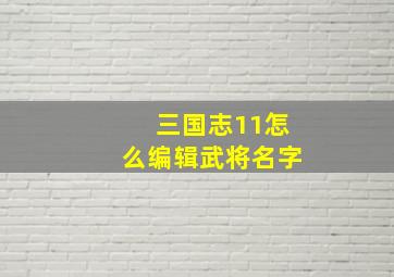 三国志11怎么编辑武将名字