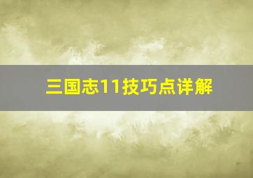 三国志11技巧点详解