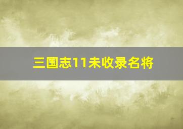 三国志11未收录名将