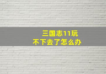 三国志11玩不下去了怎么办