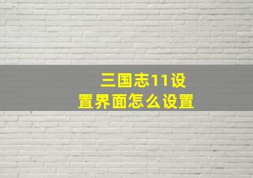 三国志11设置界面怎么设置