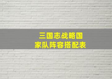 三国志战略国家队阵容搭配表