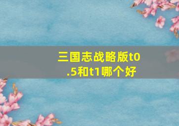 三国志战略版t0.5和t1哪个好