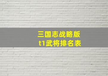 三国志战略版t1武将排名表