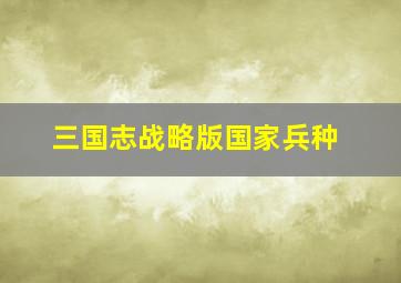 三国志战略版国家兵种