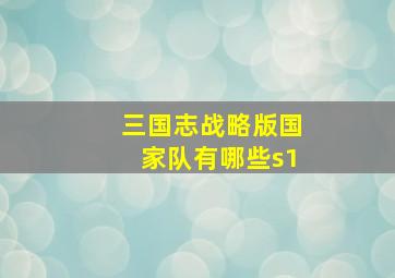 三国志战略版国家队有哪些s1