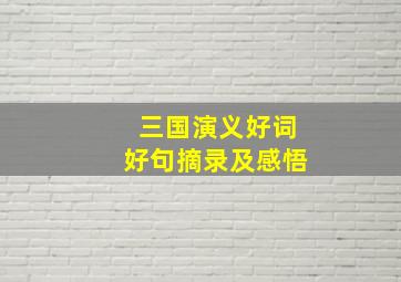 三国演义好词好句摘录及感悟