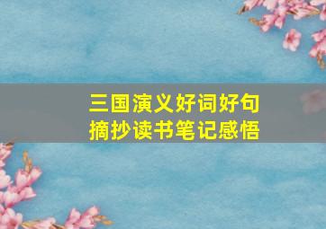 三国演义好词好句摘抄读书笔记感悟