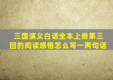 三国演义白话全本上册第三回的阅读感悟怎么写一两句话