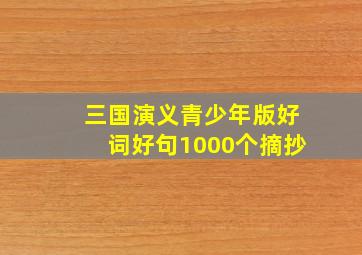 三国演义青少年版好词好句1000个摘抄