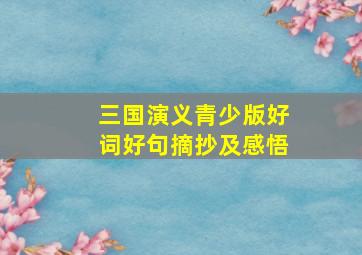 三国演义青少版好词好句摘抄及感悟