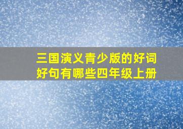 三国演义青少版的好词好句有哪些四年级上册