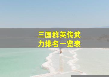 三国群英传武力排名一览表