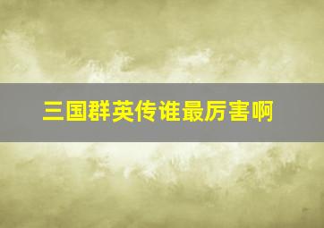 三国群英传谁最厉害啊