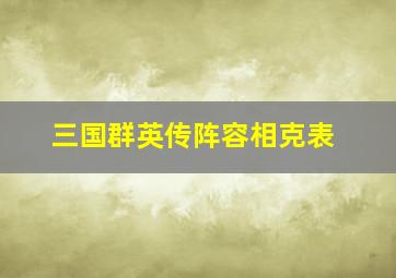 三国群英传阵容相克表