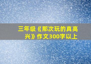 三年级《那次玩的真高兴》作文300字以上