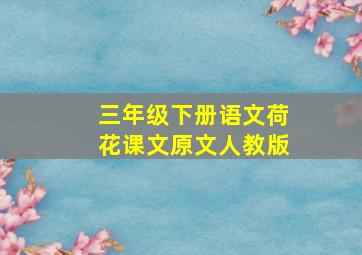 三年级下册语文荷花课文原文人教版