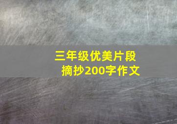 三年级优美片段摘抄200字作文