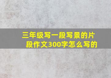 三年级写一段写景的片段作文300字怎么写的