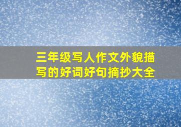 三年级写人作文外貌描写的好词好句摘抄大全