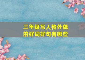 三年级写人物外貌的好词好句有哪些