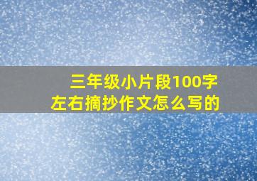 三年级小片段100字左右摘抄作文怎么写的