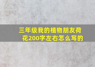 三年级我的植物朋友荷花200字左右怎么写的