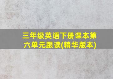 三年级英语下册课本第六单元跟读(精华版本)