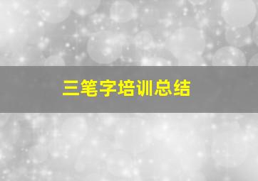 三笔字培训总结