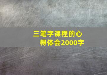 三笔字课程的心得体会2000字