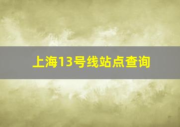 上海13号线站点查询