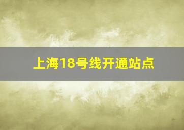 上海18号线开通站点