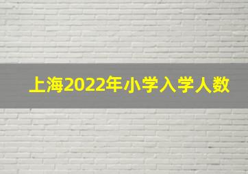 上海2022年小学入学人数