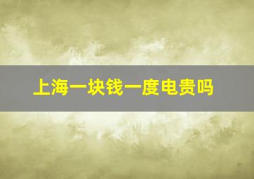 上海一块钱一度电贵吗