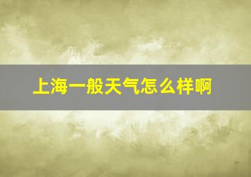 上海一般天气怎么样啊