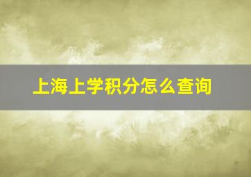 上海上学积分怎么查询