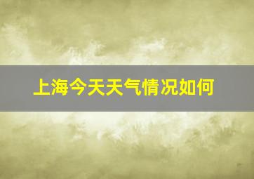 上海今天天气情况如何